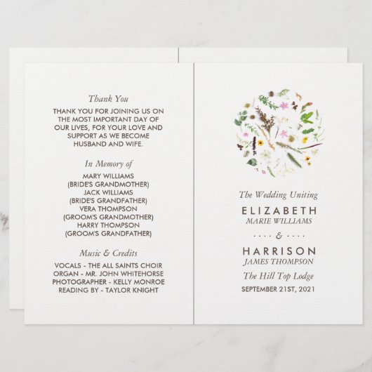 Einfaches elegantes botanisches Wildprogramm zur B (Vorne/Hinten)