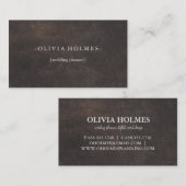 Einfaches, elegantes, braunes Leder-Look Beruflich Visitenkarte (Vorne/Hinten)