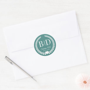 Einfaches elegantes Braut-und Bräutigam-Monogramm Runder Aufkleber