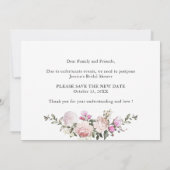 Einfaches elegantes Brautparty Ändern des Datums Einladung (Rückseite)