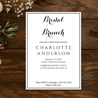 Einfaches elegantes Brautparty Bridal Brunch Einladung