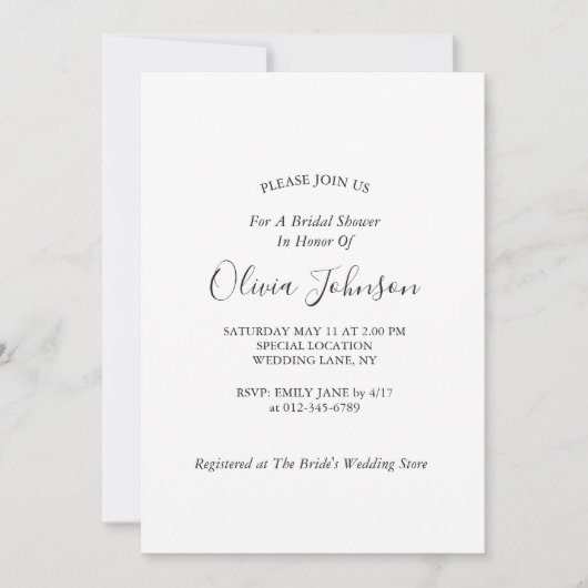 Einfaches elegantes Brautparty mit Rosa Rosa Einladung (Vorderseite)