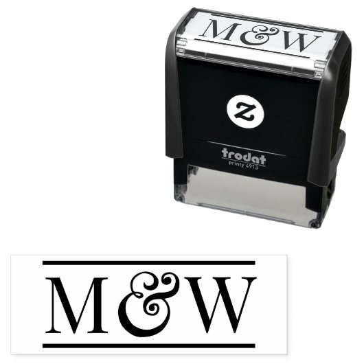 Einfaches elegantes Bride Groom Wedding 2 Init Mon Permastempel (Beispiel)