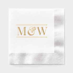 Einfaches elegantes Bride Groom Wedding 2 Init Mon Servietten Mit Folie