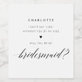 Einfaches elegantes Bridesmaid-Angebot Weinetikett (Einzelnes Label)