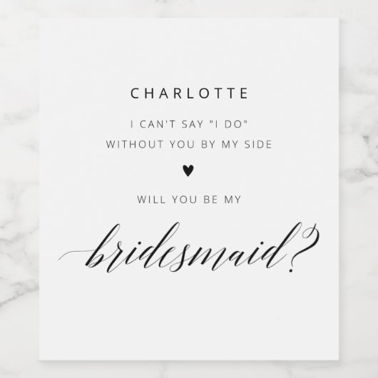 Einfaches elegantes Bridesmaid-Angebot Weinetikett (Einzelnes Label)