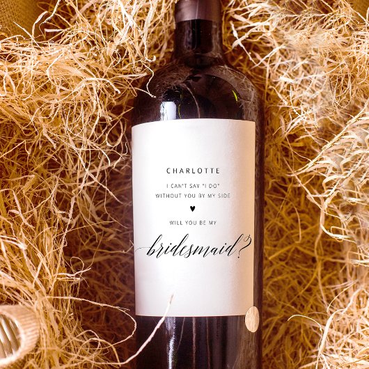 Einfaches elegantes Bridesmaid-Angebot Weinetikett