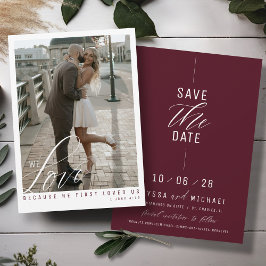 Einfaches elegantes Burgundy-Foto Christlich Hochz Save The Date