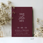 Einfaches elegantes Burgundy-Foto Christlich Hochz Save The Date
