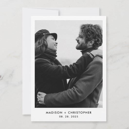 Einfaches elegantes Calligrafy Script-Foto Hochzei Einladung (Rückseite)