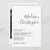 Einfaches elegantes Calligrafy Script-Foto Hochzei Einladung (Vorne/Hinten)