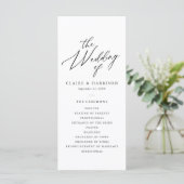 Einfaches elegantes Calligraphy 4x9-Hochzeitsprogr (Stehend Vorderseite)