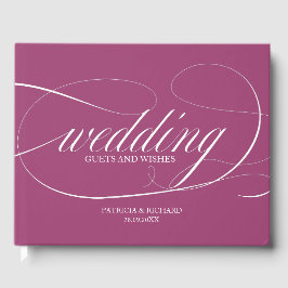 Einfaches elegantes Cassis Wedding Gästebuch
