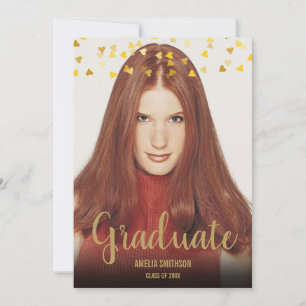 Einfaches Elegantes Chic Goldene Herzen Foto-Absch Einladung