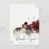 Einfaches elegantes Chic Script Newlyweds Wedding  Dankeskarte (Vorne/Hinten)