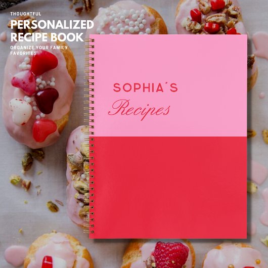 Einfaches elegantes Colorblock Rosa und Rotes Reze Notizblock