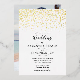 Einfaches elegantes Confetti Foto Wedding Gold Folieneinladung