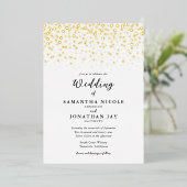 Einfaches elegantes Confetti Foto Wedding Gold Folieneinladung (Stehend vorne)
