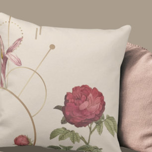 Einfaches elegantes Cream & Burgund Blumendesign Kissen