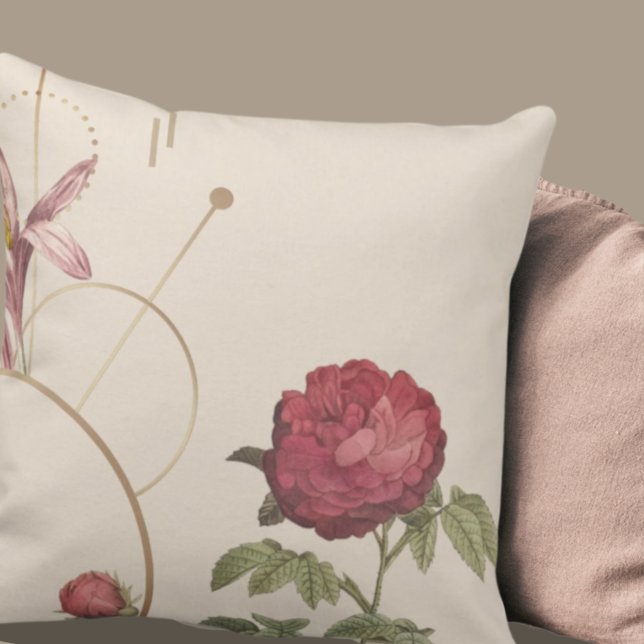 Einfaches elegantes Cream & Burgund Blumendesign Kissen (Von Creator hochgeladen)