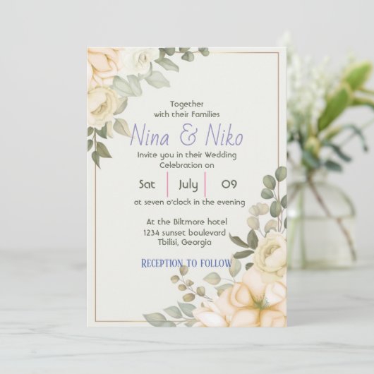 Einfaches elegantes Design Einladung (Stehend Vorderseite)