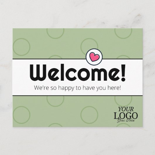 Einfaches elegantes Design Grün Business Willkomme Postkarte (Vorderseite)