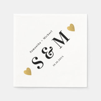 Einfaches Elegantes Diagonales Monogramm Goldene H Serviette