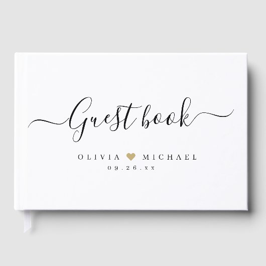 Einfaches, elegantes Drehbuch für Hochzeiten Gästebuch (Vorderseite)