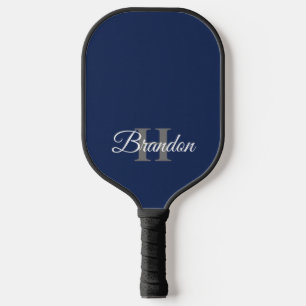Einfaches Elegantes Dunkelblaues Monogramm Maßanfe Pickleball Schläger