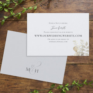 Einfaches elegantes Dusty Blue Gold Foliage Via We RSVP Karte