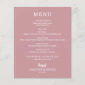 Einfaches, elegantes Dusty Rose Wedding Menu (Vorderseite)