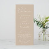 Einfaches elegantes Dusty Taupe Hochzeitsprogramm Menükarte (Stehend Vorderseite)
