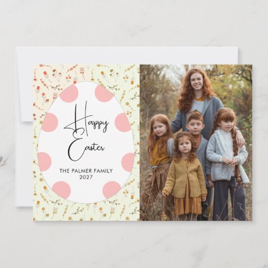 Einfaches Elegantes Ei Frohe Ostern Familienfoto Feiertagskarte (Vorderseite)