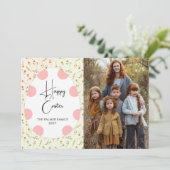 Einfaches Elegantes Ei Frohe Ostern Familienfoto Feiertagskarte (Stehend Vorderseite)