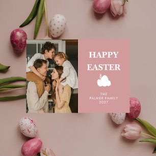 Einfaches Elegantes Ei Frohe Ostern Familienfoto Feiertagskarte
