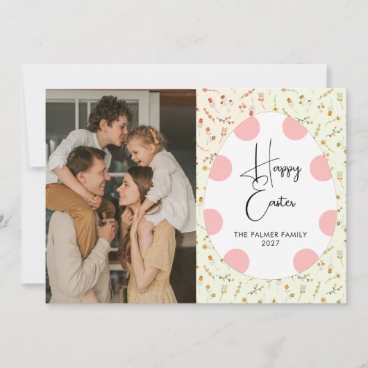 Einfaches Elegantes Ei Frohe Ostern Familienfoto Feiertagskarte (Vorderseite)
