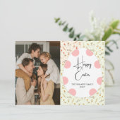 Einfaches Elegantes Ei Frohe Ostern Familienfoto Feiertagskarte (Stehend Vorderseite)