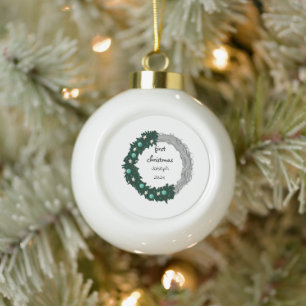 einfaches elegantes erstes Weihnachten des Babys Keramik Kugel-Ornament