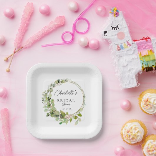 Einfaches, elegantes Eukalyptus-Brautparty Pappteller (Party)