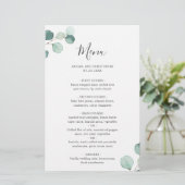 Einfaches elegantes Eukalyptus Rustic Wedding Menu (Stehend Vorderseite)