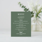 Einfaches elegantes Evergreen Wedding Menu (Stehend Vorderseite)