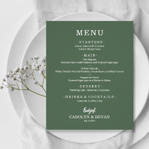 Einfaches elegantes Evergreen Wedding Menu