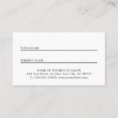 Einfaches elegantes, feines, weißes Rot-Salon Empfehlungskarte (Rückseite)