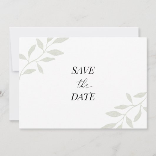 Einfaches elegantes Foliage-Foto Save the Date (Vorderseite)