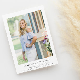 Einfaches elegantes Foto 2024 Abschluss Einladung