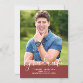 Einfaches Elegantes Foto Abschluss | Burgund Einladung (Vorderseite)