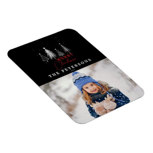 Einfaches Elegantes Foto an der Weihnachtsfeier Magnet (Rechte Seite)