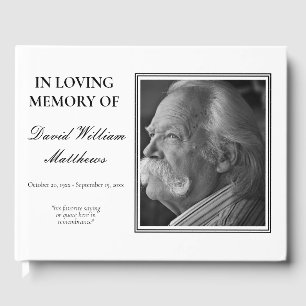 Einfaches elegantes Foto B W Bereavement   Beerdig Gästebuch