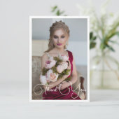 Einfaches elegantes Foto Bat Mitzvah Geburtstag Dankeskarte (Stehend Vorderseite)