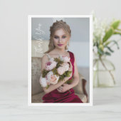 Einfaches elegantes Foto Bat Mitzvah Geburtstag Dankeskarte (Stehend Vorderseite)